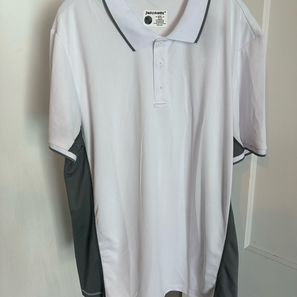 NEW Men's White and Gray Polo Shirt men’s four extra large